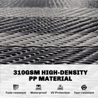 Outsunny Reversible Outdoor Rug, Waterproof Plastic Straw with Carry Bag, 9' x 18', Black & Gray Square Patchwork(m-4)