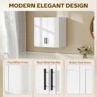 HOMCOM Simple Medicine Cabinet Wall Mounted, Bathroom Wall Cabinet with 2 Doors and Adjustable Shelf Storage, White(m-7)