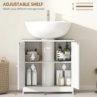 HOMCOM 24" Under Sink Storage Cabinet with 2 Doors and Shelves, Pedestal Sink Bathroom Vanity Furniture, White(m-5)