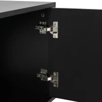 Modern TV Cabinet with Spacious Fully Enclosed Media Storage, Handle-Free 4-Door TV Stand with Slim Metal Legs, 70.5'' L x 14'' W x 21'' H, Black(m-10)