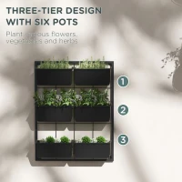 Outsunny 3-Tier Wall Planter with 6 Pots for Indoor and Outdoor Use, Hanging Plant Holder, Self Draining Wall Mounted Planter(m-5)