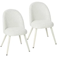 HOMCOM Dining Chairs Velvet Fabric Upholstered Kitchen Chairs Metal Legs Set of 2, Dining Room, Home, White(m-12)