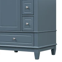 Spacious Bathroom Vanity with 3 Drawers and One-Door Cabinet, Freestanding Cabinet for Small Bathrooms, 24" L x 18.5" W x 34" H, Blue Gray(m-13)