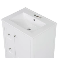 Ample Bathroom Vanity with 2 Upper Drawers and Removable Bottom Drawer, Ideal Cabinet for Small Bathrooms, 24" L x 18.5" W x 34" H, White(m-10)