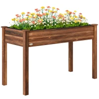 Outsunny 48" x 22" x 30" Wooden Patio Raised Garden Bed Planter, Elevated Planter Box with Legs, Carbonized(m-9)