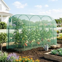 Outsunny 9.8' x 3.3' Plant Protector Tent, Crop Cage with Zipped Door and Ground Stakes for Garden, Yard, Lawn(m-1)