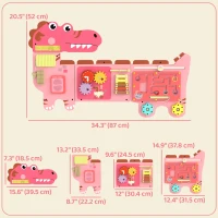 Qaba Busy Board Panels wall mounted Montessori Sensory Toys dinosaur center 87 x 52 x 5.5 cm Pink(m-3)