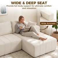 HOMCOM 101" Modular Sectional Sofa with Chaise, Chenille Boneless Cloud Sofa Bed, 3 Seater L-Shaped Couch, No Assembly, Beige(m-5)