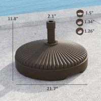 Outsunny Round Patio Umbrella Base Holder, Heavy Duty Outdoor Umbrella Stand Base, Filled Up to 62lbs with Sand or 51lbs with Water for Garden, Poolside, Brown(m-3)