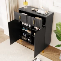 Elegant Sideboard with Push-To-Open Mechanism, Versatile Shoe Cabinet for Hallways and Entryways, 32.5" L x 13.5" W x 39.5" H, Black(m-5)