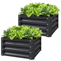 Outsunny 2pc 23.5" Elevated Herb & Vegetable Planting Box Kit w/ Versatile Uses, Dark Gray(m-11)