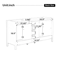 Bathroom Vanity Cabinet Base with 4 Drawers and 4 Doors, Soft Close Storage Cabinet for Traditional Décors, 58.5'' L x 19'' W x 31.5'' H, White(m-3)