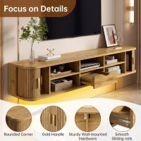 Wall-Mount Floating TV Cabinet with Built-In Cable Management, Sleek Modern Wooden Media Console with Open Shelves, 69'' L x 12'' W x 12'' H, Natural(m-5)