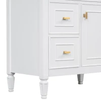 Spacious Vanity with Tip-Out Top Drawer and 2 Left-Side Drawers, Ideal Cabinet for Small-To-Medium Bathrooms, 30" L x 18.5" W x 33.5" H, White(m-13)