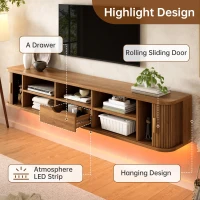 Wall-Mount Floating TV Cabinet with Built-In Cable Management, Sleek Modern Wooden Media Console with Open Shelves, 69'' L x 12'' W x 12'' H, Walnut(m-5)