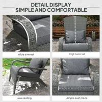 Outsunny Wicker Adirondack Chair, PE Rattan Outdoor Fire Pit Chair Muskoka Chair with Cushions, Heather Grey(m-5)