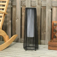 Outsunny Wicker Solar Floor Lamp, Decorative Outdoor Lamp with Auto On/Off LED Light, IP44 for Patio, Porch, Pathway, Black(m-8)