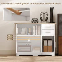 HOMCOM 40" Sideboard Buffet Cabinet, Modern Kitchen Storage Cabinet with 2 Drawers, 3 Doors & Adjustable Shelf, White(m-4)