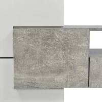 Spacious TV Stand with 6 Doors and 2 Drawers, Stylish Lowboard for Living Rooms, 78.5" L x 13.5" W x 23.5" H, White+Gray(m-8)