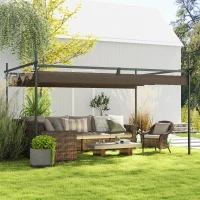 Outsunny 10' x 10' Outdoor Gazebo, UPF30+ Retractable Pergola Canopy, Free Standing Metal Pergola Kit, Brown(m-1)