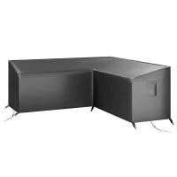 Outsunny V-Shaped Patio Furniture Cover, Waterproof Outdoor V-Shaped Sectional Sofa Cover with Air Vent, 85" x 85", Black(m-2)