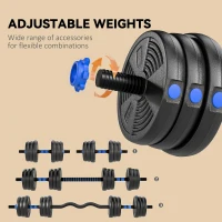 Soozier Adjustable Dumbbell Set, 3 in 1 Weights Dumbbells Set for Home Gym, 55lb Free Weights with Connector and Non-Slip Grip(m-5)