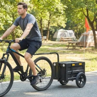 Soozier Bike Trailer with Foldable Storage Box and Lid, Quick Release Wheels, Reflective Stickers, Safety Flag(m-8)