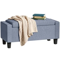 HOMCOM Storage Ottoman, Storage Bench with Wooden Legs, Tufted Armrests for Entryway, Living Room, Bedroom, 36.6", Dark Gray(m-11)