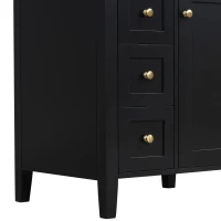 Sleek Bathroom Vanity with Tip-Out Top Drawer and 3 Pull-Out Drawers, Stylish Cabinet with Freestanding Design, 24" L x 18.5" W x 34" H, Black(m-13)