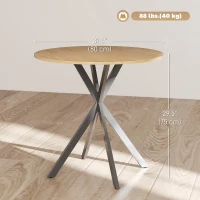 HOMCOM 31.5" Industrial Round Dining Table - White Oak(m-3)