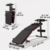 Soozier Foldable Sit Up Bench Core Workout for Home Gym Black(m-3)