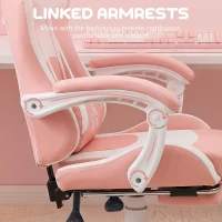 HOMCOM Cute Racing Gamer Chair, Faux Leather Gaming Chair with Footrest, Headrest and Lumbar Support, Pink(m-7)