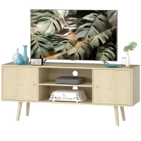 HOMCOM TV Stand Cabinet for TVs up to 55 Inches, Entertainment Unit with Storage Shelves and Wood Legs for Living Room(m-2)