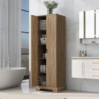 Multi-functional Storage Cabinet with Adjustable and Fixed Shelves, Tall Organizer Cabinet for Bathroom and Office, 23.5'' L x 17'' W x 71'' H, Brown(m-1)