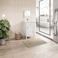 Functional Bathroom Vanity with Ceramic Sink and Tip-Out Top Drawer, Perfect Cabinet for Compact Bathrooms, 20" L x 18.5" W x 33.5" H, White(m-5)