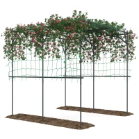 Outsunny Garden Arch Cucumber Trellis for Climbing Plants, 7.3 FT Tall Metal Plant Trellis Support with Climbing Net, Black(m-9)