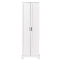 Multi-functional Storage Cabinet with Adjustable and Fixed Shelves, Tall Organizer Cabinet for Bathroom and Office, 23.5'' L x 17'' W x 71'' H, White(m-2)