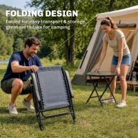 Outsunny 3pc Patio Rocking Chair Set, Folding Outdoor Rocking Chairs and Table Bistro Set w/ Breathable Mesh Seat & Backrest, Headrest for Park, Backyard, Garden, Grey(m-4)