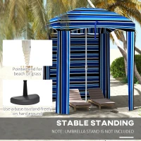 Outsunny 5.8' x 5.8' Cabana Umbrella with Walls, Vents, Ruffles, Carry Bag, Beach Umbrella, Blue Stripe(m-7)