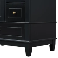 Stylish Bathroom Vanity with Easy-Clean Ceramic Sink and 3 Pre-Drilled Holes, Ideal Cabinet for Modern Bathrooms, 30" L x 18.5" W x 33.5" H, Black(m-13)