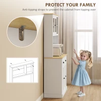 HOMCOM Freestanding Kitchen Cabinet, 71" Tall Pantry Cabinet, Modern Hutch with Wide Countertop, Adjustable Shelves, White(m-6)