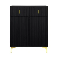 Functional Wardrobe Set with Multiple Compartments, Ideal Storage Unit for Hallways and Mudrooms, 21.5" L x 13.5" W x 68.5" H, Black(m-11)
