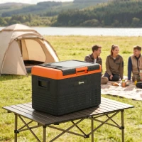 Outsunny 12 Volt Car Refrigerator, 32QT Car Fridge Electric Cooler, 12/24V DC and 100-240V AC, -4-68 ℉, Portable Refrigerator for Truck SUV Travel Camping Road Trips Tailgating(m-10)