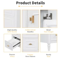 Spacious Vanity with Tip-Out Top Drawer and 2 Left-Side Drawers, Ideal Cabinet for Small-To-Medium Bathrooms, 30" L x 18.5" W x 33.5" H, White(m-8)