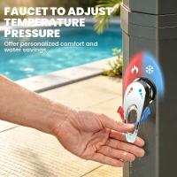 Outsunny 9.2 Gallon Solar Heated Outdoor Shower, 7.1ft with 2 Free-Rotating Shower Heads & Foot Showers for Poolside Beach Spa(m-6)