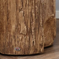 HOMCOM Concrete End Table, Tree Stump Shape Side Table for Indoors and Outdoors, Set of 2, Natural(m-9)