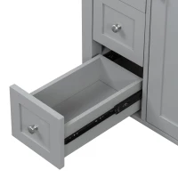 Double Bathroom Vanities with Tip-Out Top Drawer and 3 Pull-Out Drawers, Stylish Cabinets with Freestanding Design, 48" L x 18.5" W x 34" H, Gray(m-11)