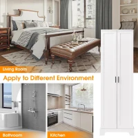 Multi-functional Storage Cabinet with Adjustable and Fixed Shelves, Tall Organizer Cabinet for Bathroom and Office, 23.5'' L x 17'' W x 71'' H, White(m-5)