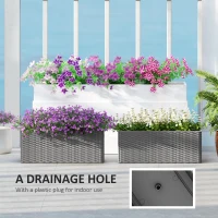 Outsunny 2 Pack 20 Inch Hanging Flower Pots, Railing Planter Box for Fence, Garden, Rattan Look, Grey(m-7)