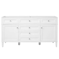 Bathroom Vanity Cabinet with Smooth-Glide Drawers, Freestanding Storage Cabinet with Adjustable Shelves, 58.5'' L x 19'' W x 32'' H, White(m-1)